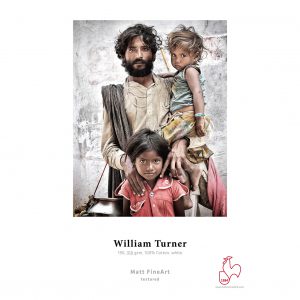 Hahnemühle William Turner Sample Print. A father poses with his two daughters.